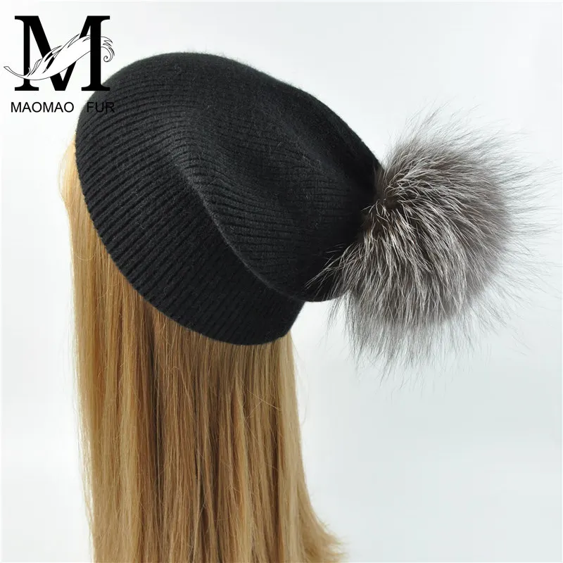 Для женщин из натурального меха енота шапка с помпоном Весенняя детская пижама