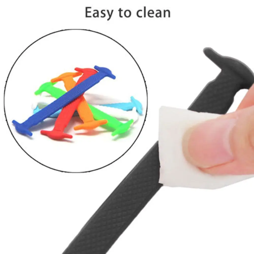 16pcs/set Lazy Elastic Silicone Shoelaces Colorful No Tie Running Sneakers Strings Shoe Laces Shoes Accessories For Men Women