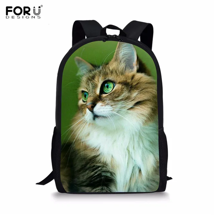 FORUDESIGNS/3 шт./компл. школьный рюкзак пушистый кот с зеленым принтом в виде глаз для девочек детей ортопедии рюкзак Mochilas Mujer - Цвет: RH0364C