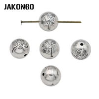 jakongo antique silver plated tree of life spacer beads for jewelry making bracelet diy handmade craft 10pcs