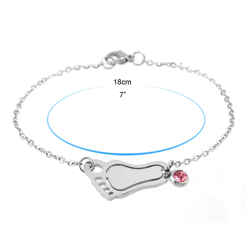 Simsimi baby foot & birth stones charm for Mum женский браслет ювелирные изделия из нержавеющей стали