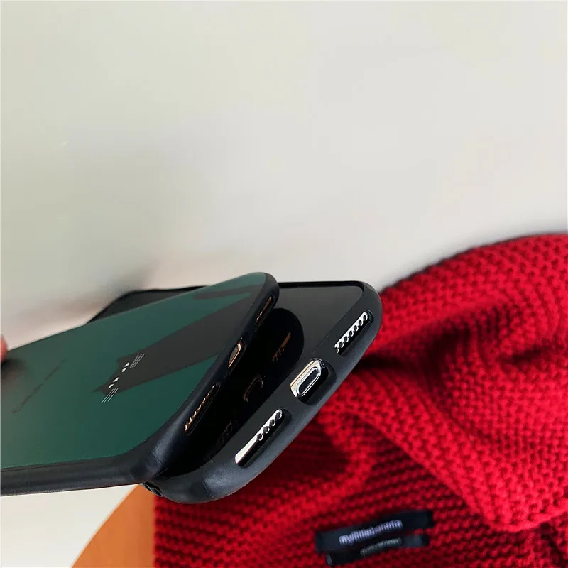 Чистый цвет черный Кот синий изогнутый Чехол для мобильного телефона iphone 6 7 8 Plus X