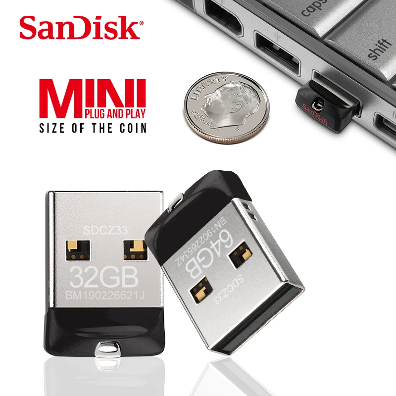 100% Оригинальные флеш накопители SanDisk USB 2 0 SDCZ33 64 ГБ 32 16 8 накопитель usb для ПК|USB