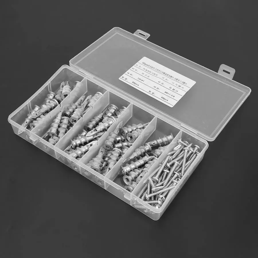 Винт 100 шт. цинковый сплав Саморез гипсокартон полые стеновые якоря саморезы