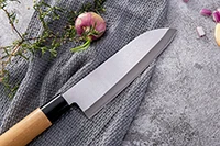 Кухонный нож дамасский узор японские ножи AUS-8 440C стальное лезвие дерево рука острое лезвие Высокоуглеродистый нож Santoku - Цвет: Sand light blade