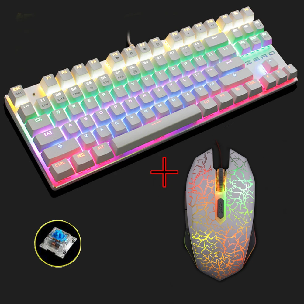 Ноль синий/черный/красный переключатель 87 игровая механическая клавиатура анти