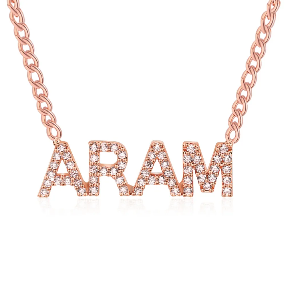 Duoying Rope CZ Pendant Necklace Nameplate Chain for Women Stone Zirconia Necklaces Personalized Name | Украшения и аксессуары