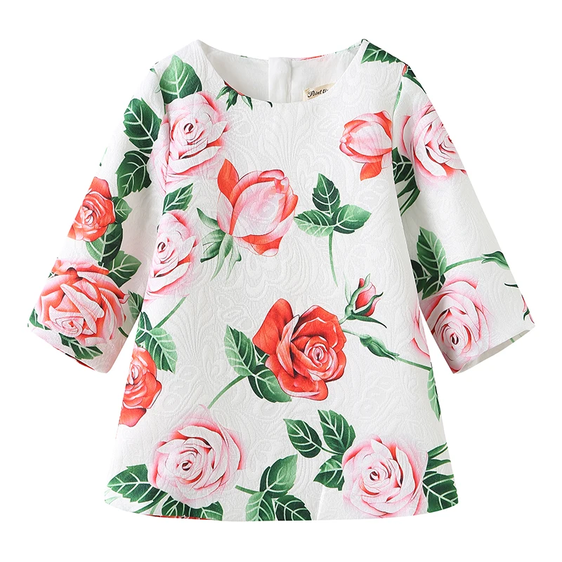 Toddler Girl Floral Dresses Spring Autumn Kids Fashion Wholesale Lots Bulk Clothes Girls Designer Tunics Half Sleeve White | Детская