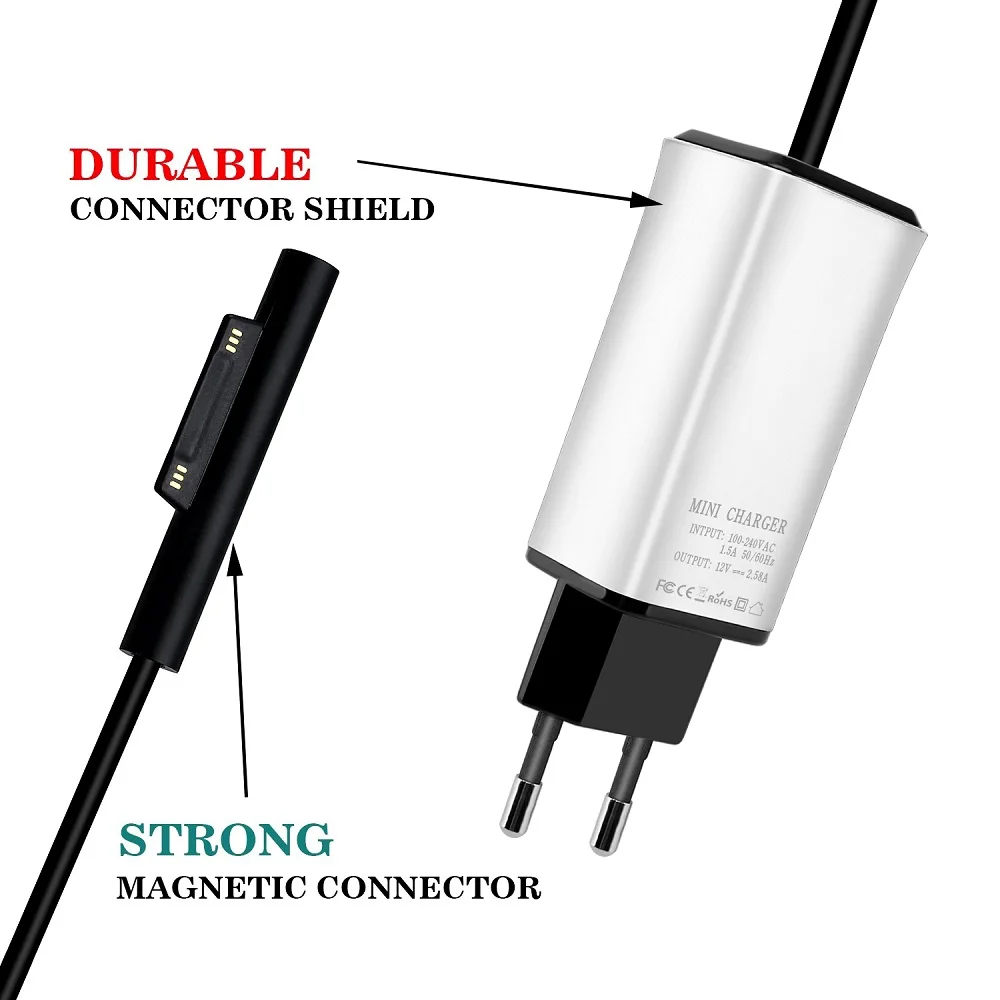 Surface Pro 3 4 5 Зарядное устройство 44W 15V 2.58A Питание Совместимость Microsoft 5|Адаптеры для