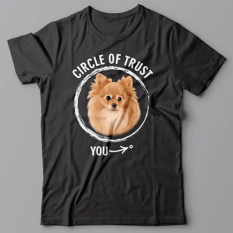 Крутая футболка с круглым вырезом и принтом круг доверия-Померанский подарок для