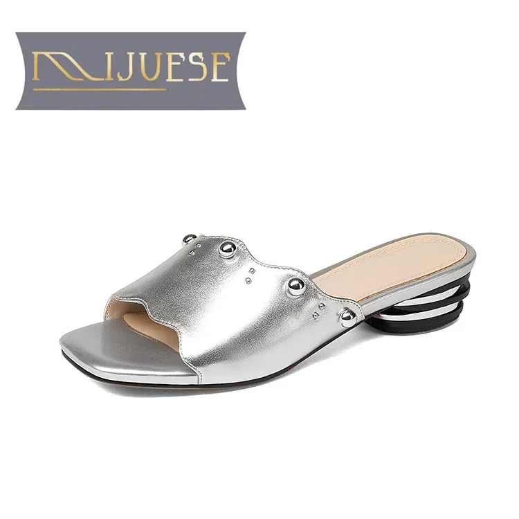 MLJUESE/2018 женские босоножки из натуральной кожи без шнуровки синего цвета Летние