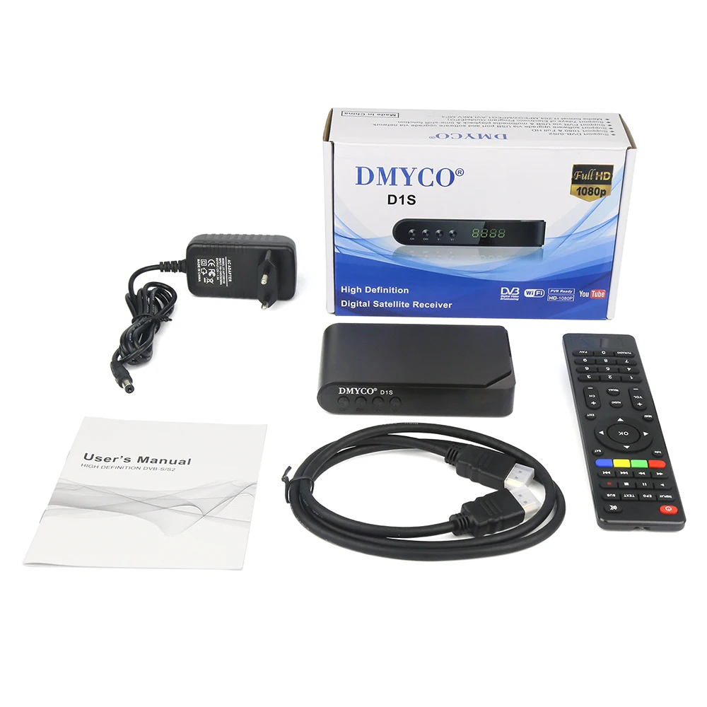 HD DVB S2 спутниковый ресивер Полное 1080 p рецепторов D1S декодер совместим с YouTube USB WI FI 1