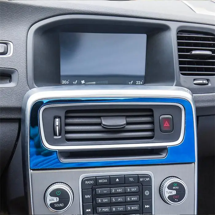Blue Автомобильный Стайлинг внутренняя отделка кондиционера CD панель управления декоративные наклейки Чехлы для volvo S60- авто аксессуары - Название цвета: Blue
