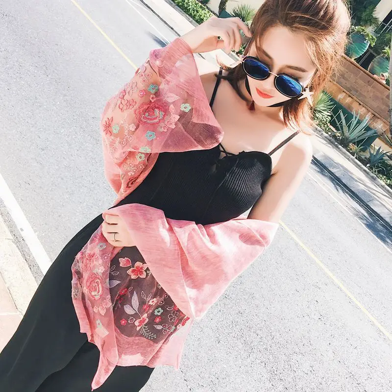 2018 new travel sunscreen shawl spring and autumn silk scarves female embroidered wool Variety scarf | Аксессуары для одежды