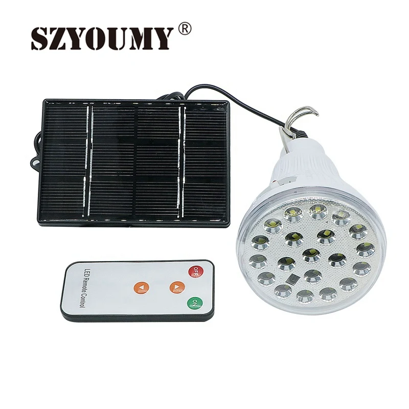 

SZYOUMY Super Bright Pirate Captain Type 1W Solar Multi-functional LED Bulb with 20 LED Remote Control DC6V Dimmable LED Lamp