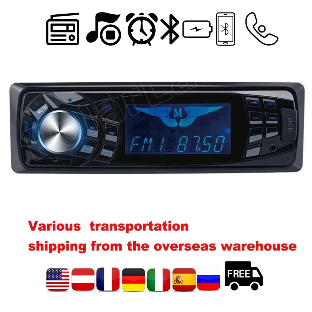 

High quality 1 Din 12V SD USB MP3 player Bluetooth FM Aux Input Receiver Electronics Auto Car Radio remote control