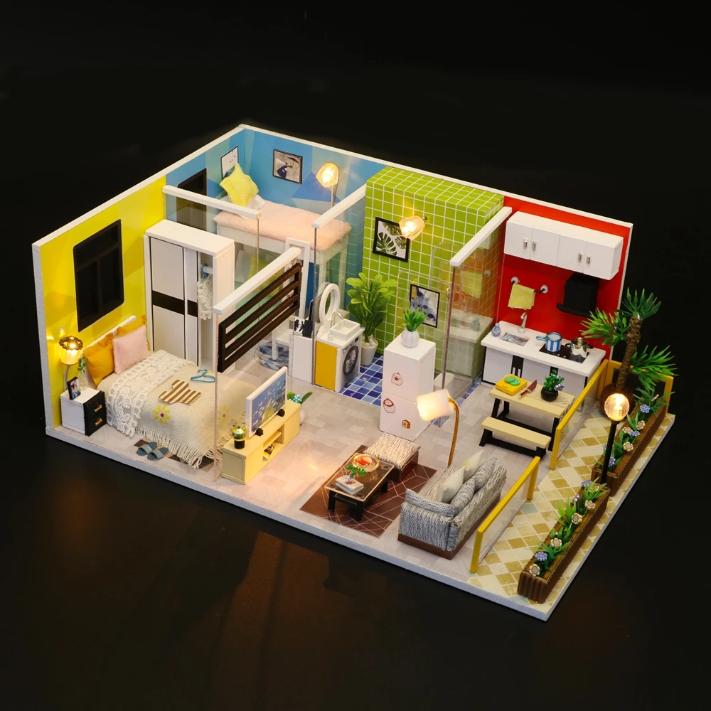 Ручная работа из дерева кукольный дом мебель Miniaturas миниатюры кукольный домик наборы DIY кукольный домик головоломки игрушки для детей подарок на день рождения