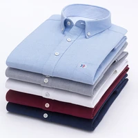 mens oxford solid pure color 100 cotton business casual shirt men top sell high quality classic design mens dress shirts