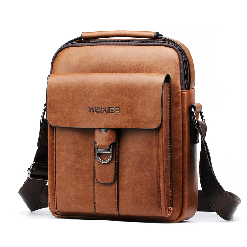 weixier new mens shoulder bag soft pu leather material high quality fashion casual wind zipper office messenger bag free global shipping