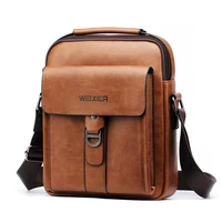WEIXIER new mens shoulder bag soft leather material high quality fashion casual wind zipper office Messenger bag