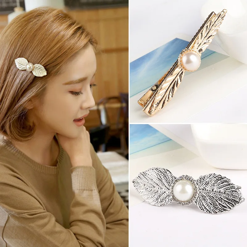

1 Pcs Shiny Leaf Shape Fashion Metal Clip Barrette Hair Clips Headwear Women Girl Hair Pins Hair Accessories Glitter Hairpins