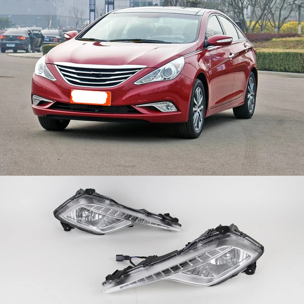 CSCSNL1 комплект Автомобильный светодиодный для hyundai Sonata 8 2013 вождения DRL дневные ходовые огни дневного света 12 В ABS противотуманная фара крышка
