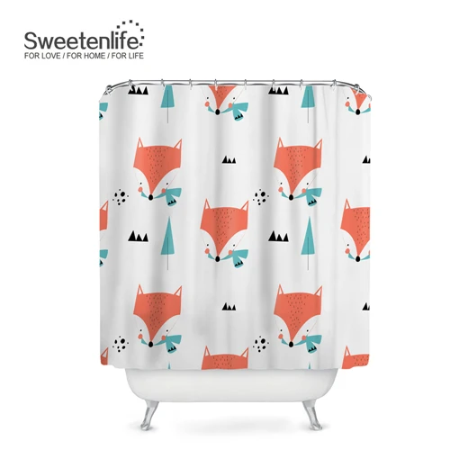 SL0199 Sweetenlife 150x180 см Милая Лисичка занавеска для душа для ванной комнаты Полиэфирная Ткань Водонепроницаемая занавеска Европейский стиль занавеска для ванной - Цвет: SL0199
