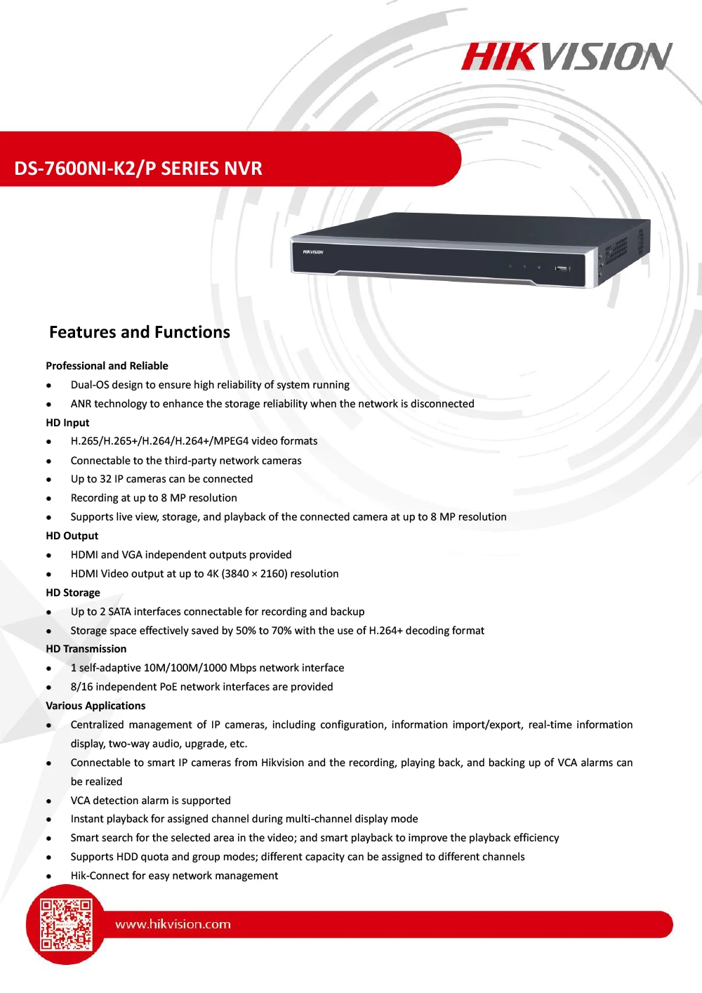 Hikvision 4 канала CCT IP система NVR комплект 8 каналов PoE рекордер DS-7608NI-K2/8 P и 4 штуки 8MP Пуля IP камера DS-2CD2085FWD-I