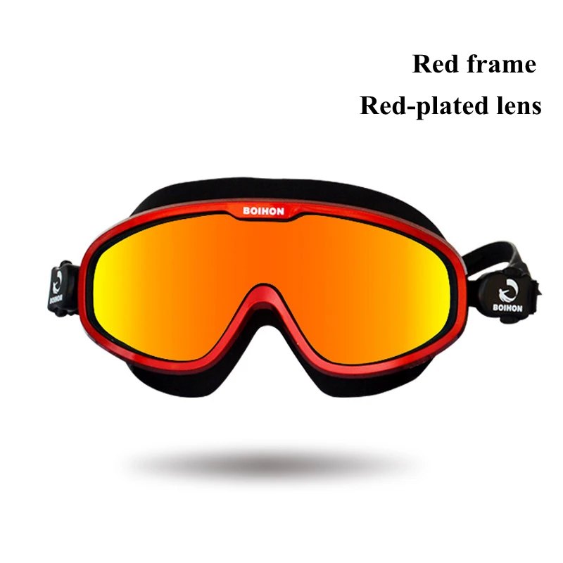 red frame Противотуманные очки для плавания, спортивные очки для плавания на открытом воздухе, очки для дайвинга с защитой от УФ-лучей, регулируемые водонепроницаемые очки для плавания для мужчин и женщин - Цвет: red frame