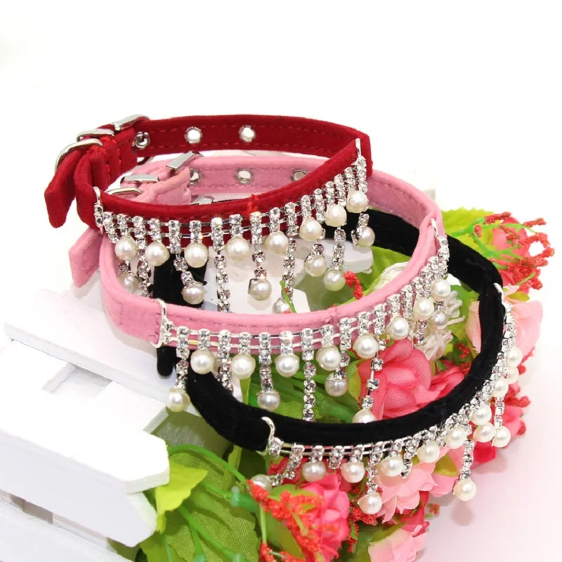 Модные перламутровые ювелирные изделия ошейник для собак мягкий бархатный