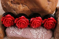 red rose flower resin uv acrylic ear plug gauge ear tunnel piercing ear stretcher body jewelry
