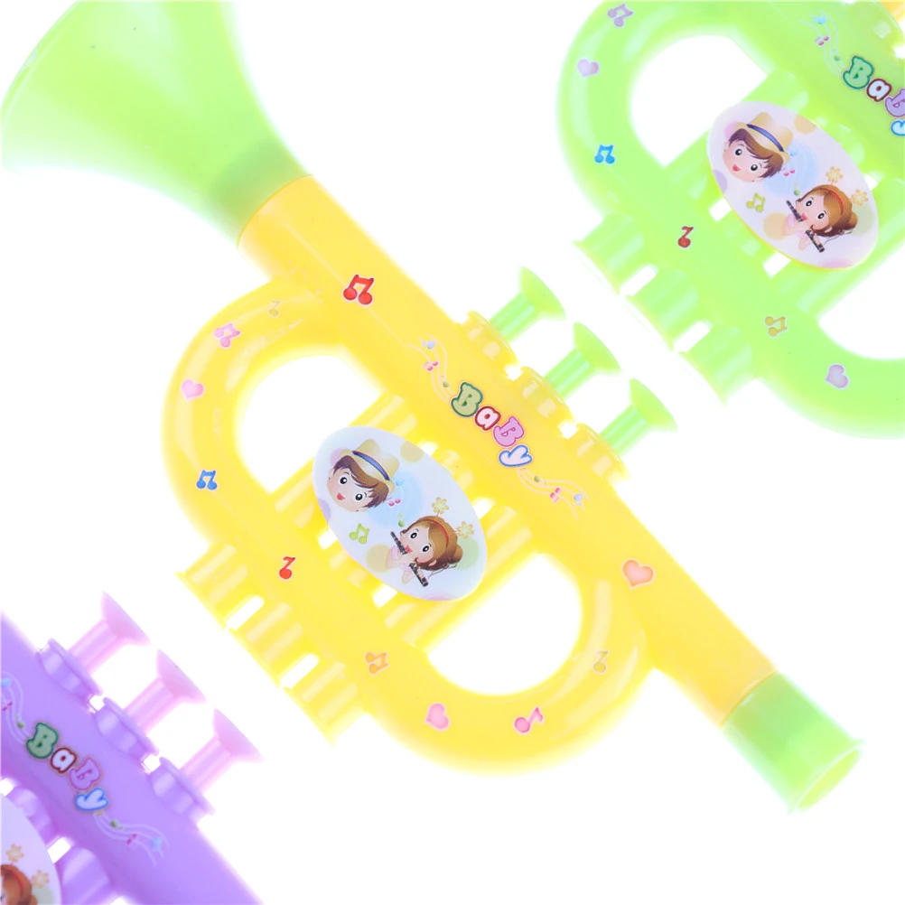

1Pcs Colorful Instrument Kids Plastic Musical Trumpet Hooter Toy Baby Early Music Education Toys Random Color