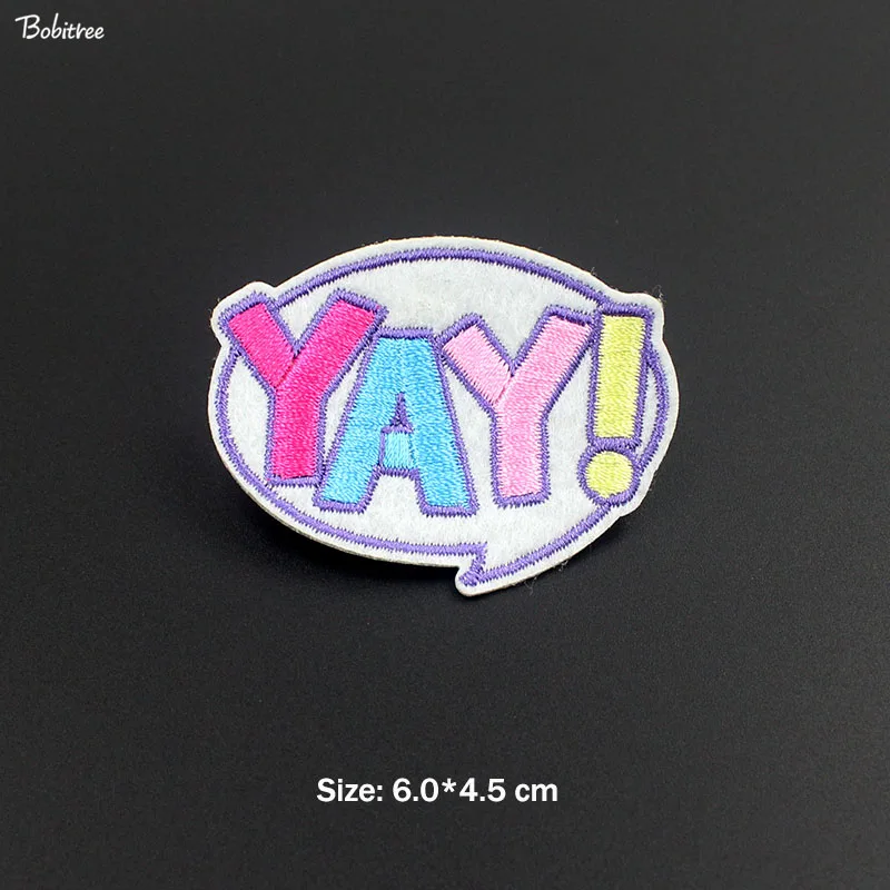 1pcs as photo Популярные WOW OOPS POW HEY Oh Yeah Переводные железные нашивки для одежды вышитые значки для шитья Аппликация DIY наклейки - Цвет: 1pcs as photo