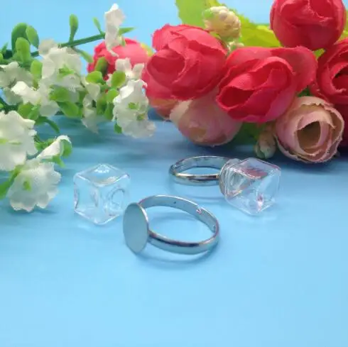 200 наборов/лот 10*10 мм Квадратные жидкие кольца стеклянных шариков Шарообразная колба флакон с крышкой флаконов.