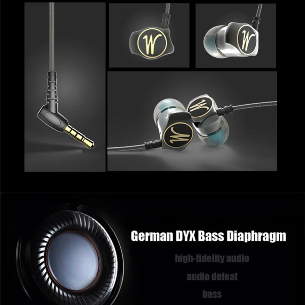 QKZ DM7 специальное издание позолоченный корпус гарнитура Шумоизоляция HD HiFi наушники для универсального телефона планшета