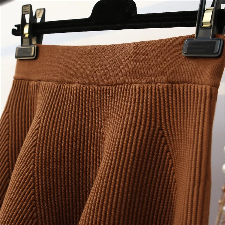 Осенняя трикотажная юбка с высокой талией Женская плиссированная мини милая