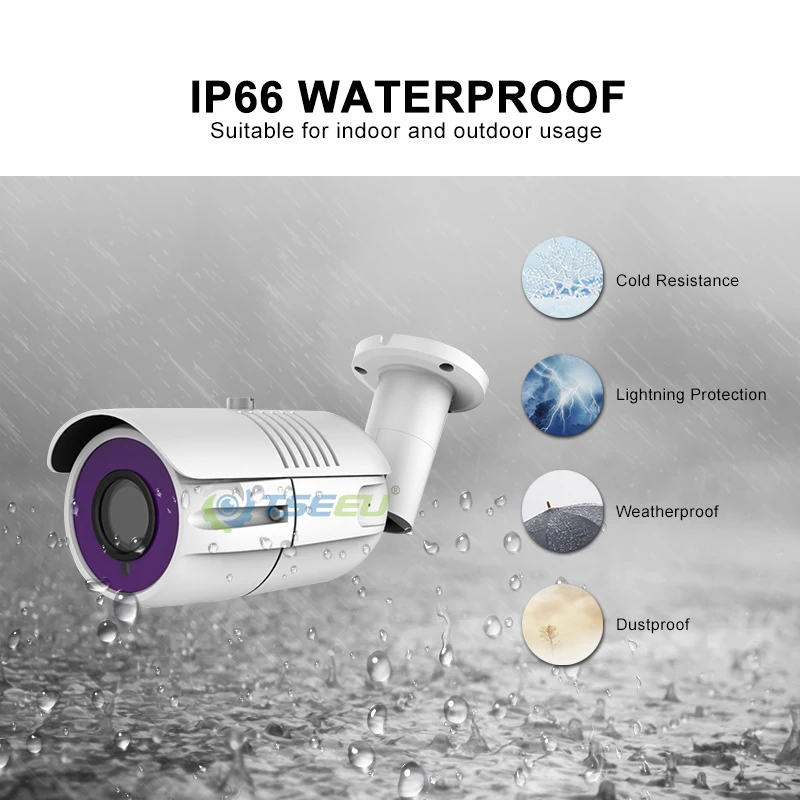 4MP 5MP H.265 Водонепроницаемая цилиндрическая ip-камера POE, совместимая с Hikvision NVR iVMS-4200 приложением Dana