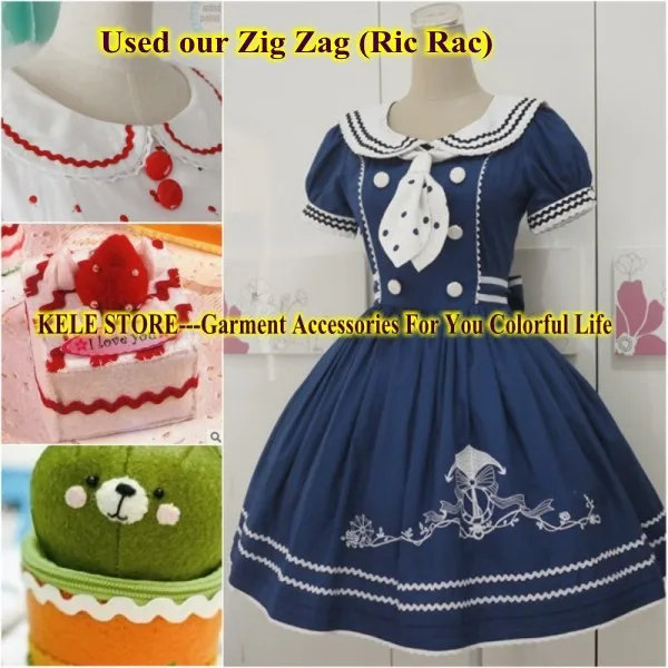 Бесплатная доставка-лента Zig zag Ric rac ширина 5-6 мм 20yds/карта для DIY аксессуаров