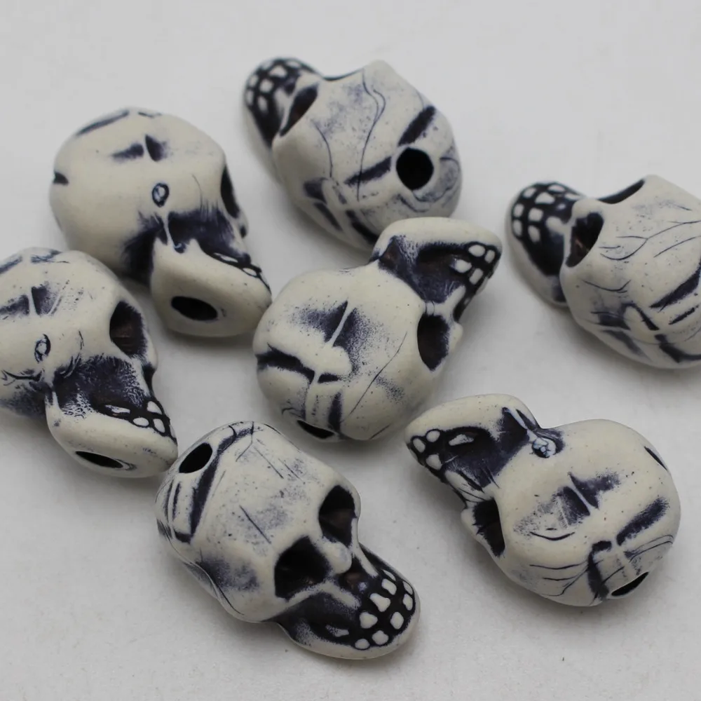25 White Acrylic Halloween Gothic Skeleton Skull Beads 21X13mm | Украшения и аксессуары
