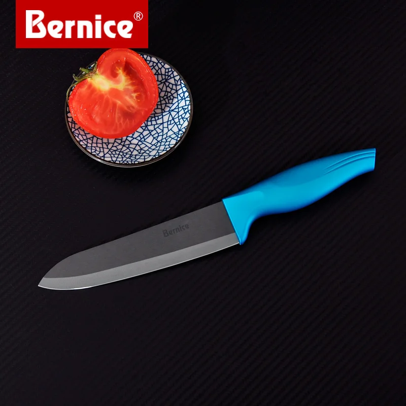 black blade blue Bernice 6-дюймовый Керамический шеф-повара нож Инструменты для приготовления пищи с крышкой - Цвет: black blade blue