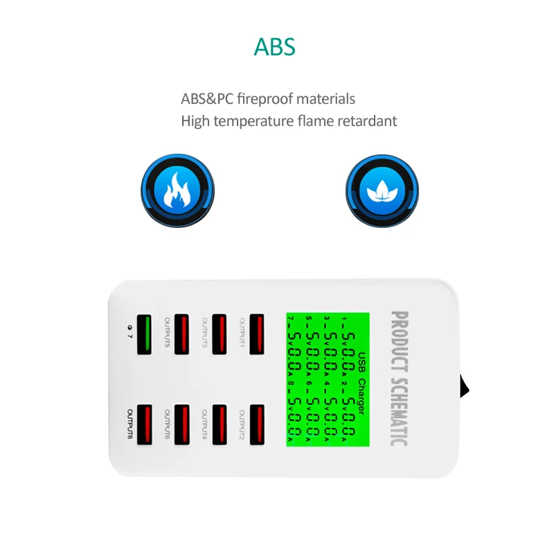 INGMAYA Smart USB зарядное устройство 8 портов светодиодный дисплей Digita Quick Charge 3,0 для iPhone iPad samsung huawei Meizu Xiaomi QC3.0 адаптер