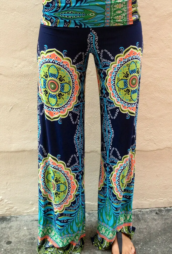 Летние Новые Модные женские свободные богемные пляжные широкие брюки с