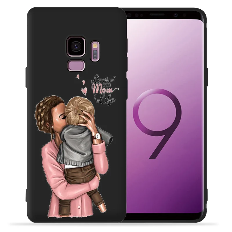 Мягкий Черный Силиконовый ТПУ чехол для Samsung Galaxy S8 S9 S10 Plus Coque Etui Baby Mom Girl S6 S7 Edge Lite