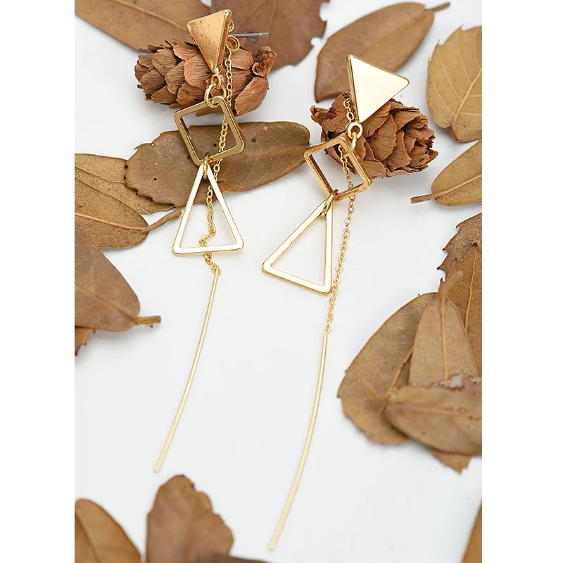 Женские Треугольные Серьги-гвоздики из цинкового сплава длинные серьги-гвоздики