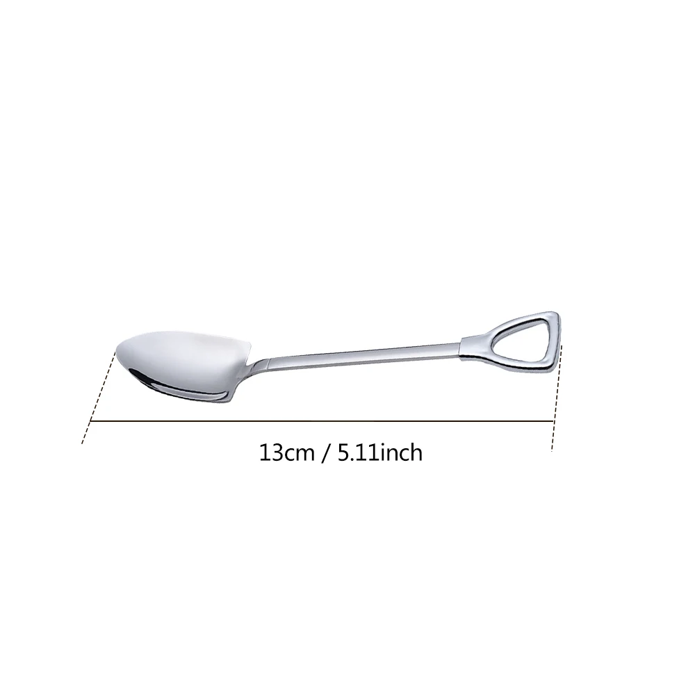 5.11inch Spoon Нержавеющая Сталь Лопата в форме вилка для фруктового салата десерт торт вилка кофейная/чайная ложка Мороженое десертная ложка детская кухонная посуда - Цвет: 5.11inch Spoon
