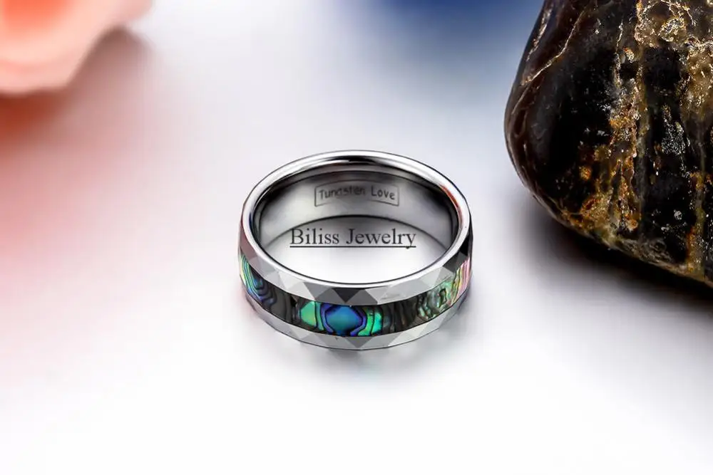 8 мм вольфрамовое кольцо высокое качество мужская оболочка Abalone инкрустация с