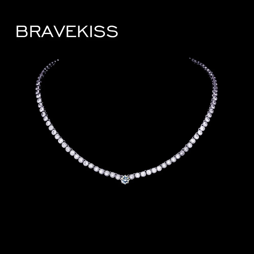 

Женское Ожерелье-чокер BRAVEKISS с кубическим цирконием aaa, свадебные ожерелья, ювелирные изделия для тенниса BUN0052
