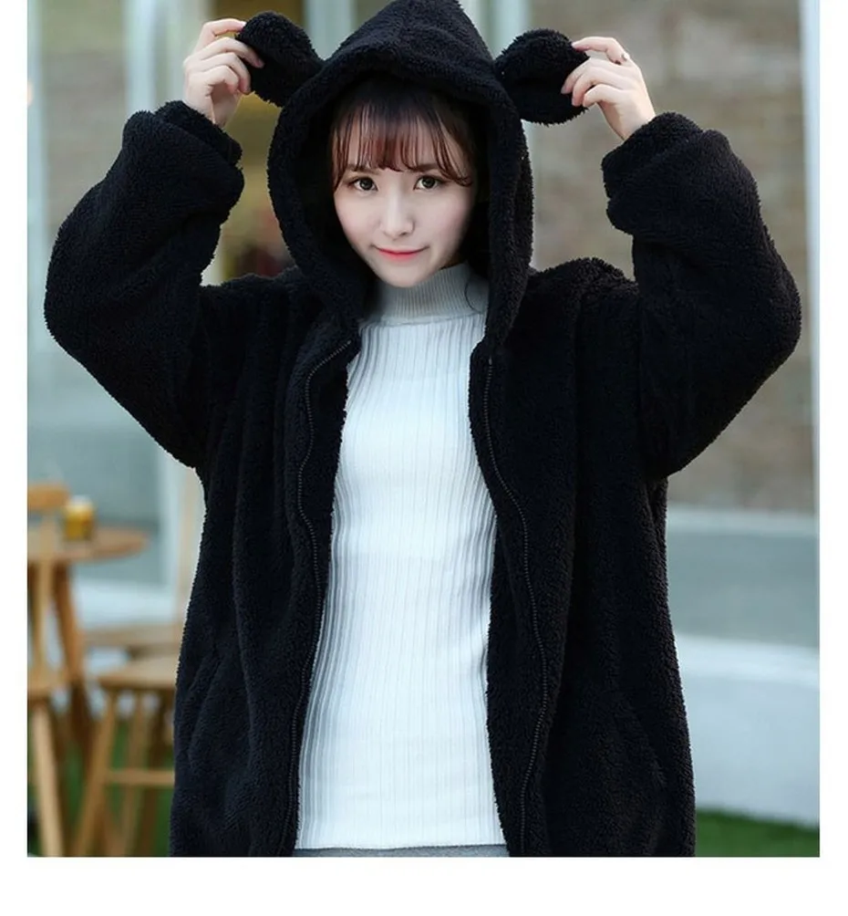ZOGAA 2019 New Fashion Winter Korean Version Bear Bunny Ears Tail Cartoon Plush Jacket Hooded Women Cute Hoodies Hot Sale | Женская