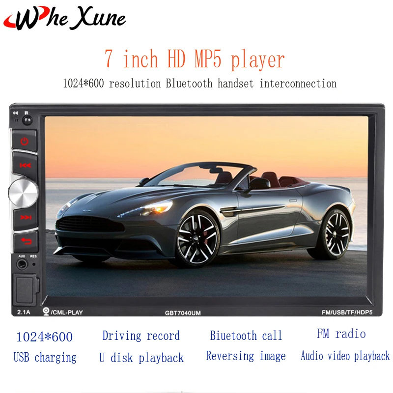 Whexune 2018 Новый 2Din Multimidia HD видео 7 дюймов Сенсорный экран автомобиля Mp5 плеер Bluetooth 4.0