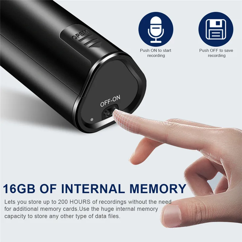 Мини 16 ГБ Цифровой диктофон rofessional USB аудио рекордер ручка супер долгое время ожидания MP3 HD звук Запись Диктофон